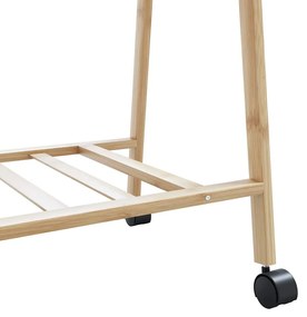 Cabide com prateleiras e rodas 132x45,5x155,5 cm bambu