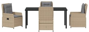 Conjunto de Jantar para Jardim 5 Peças Bege Rattan Sintético