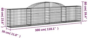 Cestos gabião arqueados 7 pcs 300x30x60/80 cm ferro galvanizado
