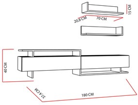 Unidade de TV Ayaz – Branco e Teca – 180x40x37,4 cm