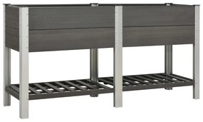 vidaXL Canteiro elevado jardim c/ prateleira 175x50x90 cm WPC cinzento