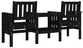 Banco de jardim 2 lugares com mesa pinho maciço preto