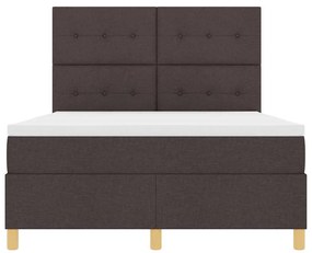 Cama Box com Colchão e LED Castanho Escuro 140x200 cm Tecido