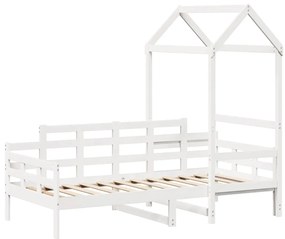 Sofá-cama com telhado 90x200 cm madeira de pinho maciça branco