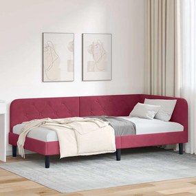 vidaXL Estrutura de Cama de Canto Vinho Vermelho 90 x 200 cm Veludo