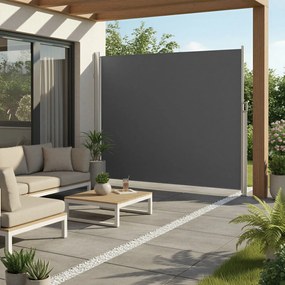Toldo lateral 200 x 350 cm (A x C) com caixa em liga de alumínio, extensível, opaco cinzento