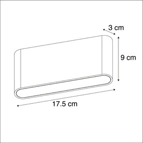 Conjunto de 2 candeeiros de parede para exterior cinzento escuro 17,5 cm incluindo LED - Batt Moderno