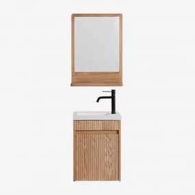 Conjunto De Móvel De Casa De Banho Em Madeira Com Lavatório Integrado Narek Castanho Fresno & Madeira Retangular 50x70 Cm Mazure & Preto - Sklum