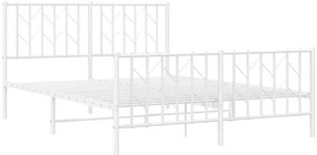 Estrutura de cama com cabeceira e pés 140x200 cm metal branco