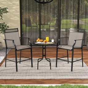 Conjunto de 2 bancos de bar para Jardim com apoio para os pés em metal à altura do balcão para jardim, piscina, varanda, cozinha Castanho