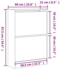 Sapateira 60x21x87,5 cm derivados de madeira cinzento cimento