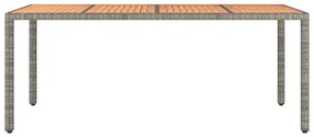 Mesa de jardim c/ tampo de madeira vime PE/acácia maciça cinza