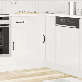 vidaXL Armário baixo de canto de cozinha Kalmar branco alto brilho