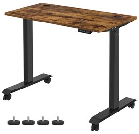 SONGMICS Mesa elétrica ajustável em altura, 60 x 120 cm, superfície da mesa, livremente ajustável, função de memória com 3 alturas, proteção contra carga, marrom vintage/preto LSD101X01