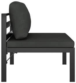 3 pcs conjunto sofá jardim com almofadões alumínio antracite