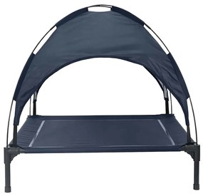 Cama Elevada para Cães com Teto Removível Azul-marinho L Aço