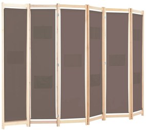 Divisória de quarto com 6 painéis 240x170x4 cm tecido castanho
