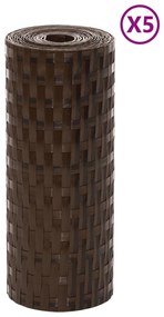 Telas de varanda 5 pcs 255x19 cm vime PE castanho e preto