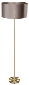 Candeeiro de Pé Simplo em Latão com Abajur em Veludo Taupe 50cm