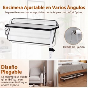 Mesa Auxiliar em Forma de C para Sofá e Cama, 80,5 x 40,5 x 73-94 cm, Altura Ajustável em 9 Níveis, Branco