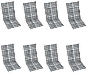 Cadeiras de jardim reclináveis c/ almofadões 8 pcs teca maciça