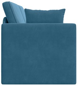 Sofá Cama 2 em 1 Azul 213x144x60 cm Veludo