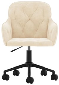 Cadeira de escritório giratória veludo cor creme