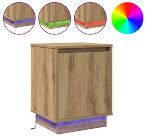Camas de cabeceira com luzes LED 2 pcs Carvalho Artisan 39x34,5x50 cm