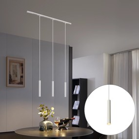 Sistema de iluminação de trilho moderno com 3 pendentes brancas monofásicas - Slimline Keno