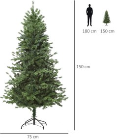 Árvore de Natal artificial de 1,5 m de base dobrável para decoração de natal verde