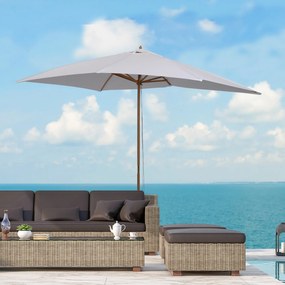 Chapéu de Sol de Jardim com Sistema de Poleia Teto Ventilado e Mastro de Madeira para Exterior 2,95x2x2,55m Branco