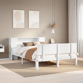 Cama com estante sem colchão 120x200 cm pinho maciço branco