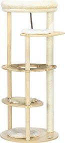 Arranhador  para gatos com arranhador, postes de sisal, almofada removível, plataforma de pelúcia e madeira, altura 123,5 cm, bege