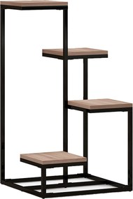 Outsunny Estante para plantas estante de flores em metal e madeira 4 níveis de alturas diferentes estilo industrial 40 x 40 x 75,5 cm | Aosom Portugal