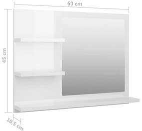 Espelho de casa de banho 60x10,5x45cm contrap. branco brilhante