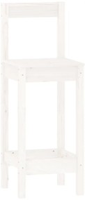 3 pcs conjunto de bar pinho maciço branco