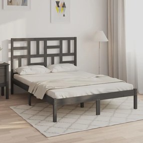 vidaXL Estrutura de cama 120x200 cm madeira maciça cinzento