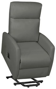 vidaXL Poltrona elevatória couro artificial cinzento