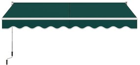 Toldo retrátil 295 x 250 cm com manivela manual para parede Porta Janel Verde