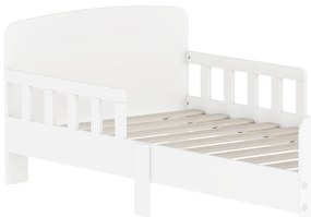 Cama para Crianças 70x140 cm Cama Infantil com Barreira Anticaídas e Estrado para Meninos e Meninas de 3-8 Anos branca