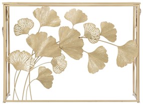 MESA CONSOLA EM FERRO LEAF 108X36,5X80 CM DOURADO