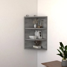 vidaXL Estante canto p/ parede 30x31,5x60 cm aglomerado cinza cimento