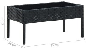 Mesa de jardim 75x40x37 vime PE preto