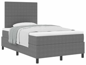 Cama Box Spring com Colchão Cinza Claro 120x200 cm Tecido de Corduroy