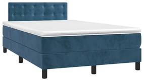 Cama boxspring com colchão 120x200 cm veludo azul-escuro