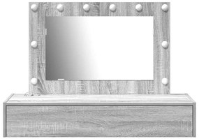 Mesa de maquilhagem suspensa com luzes LED Cinza Sonoma