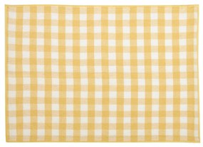 Kave Home - Set Eyen de 2 individuais de algodão e linho com quadrados branco e amarelo