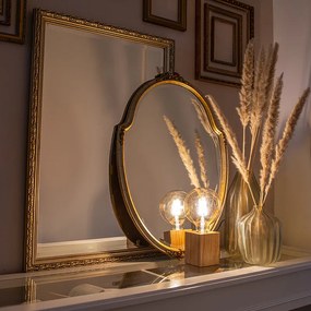 Candeeiro de mesa rústico em madeira natural - Bloc