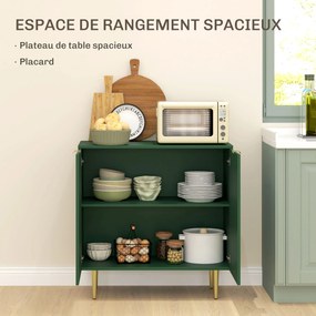 Armario de cozinha com 2 portas 80 x 40 x 80 cm, prateleira ajustável e pés metálicos elevados verde-oliva
