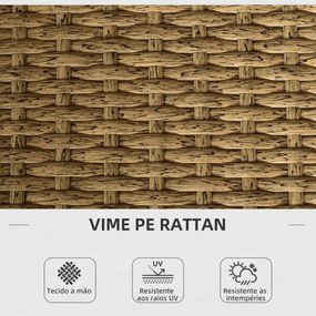 Conjunto Louge de 3 Peças com Sofá de Jardim e Mesa de Centro com Almo